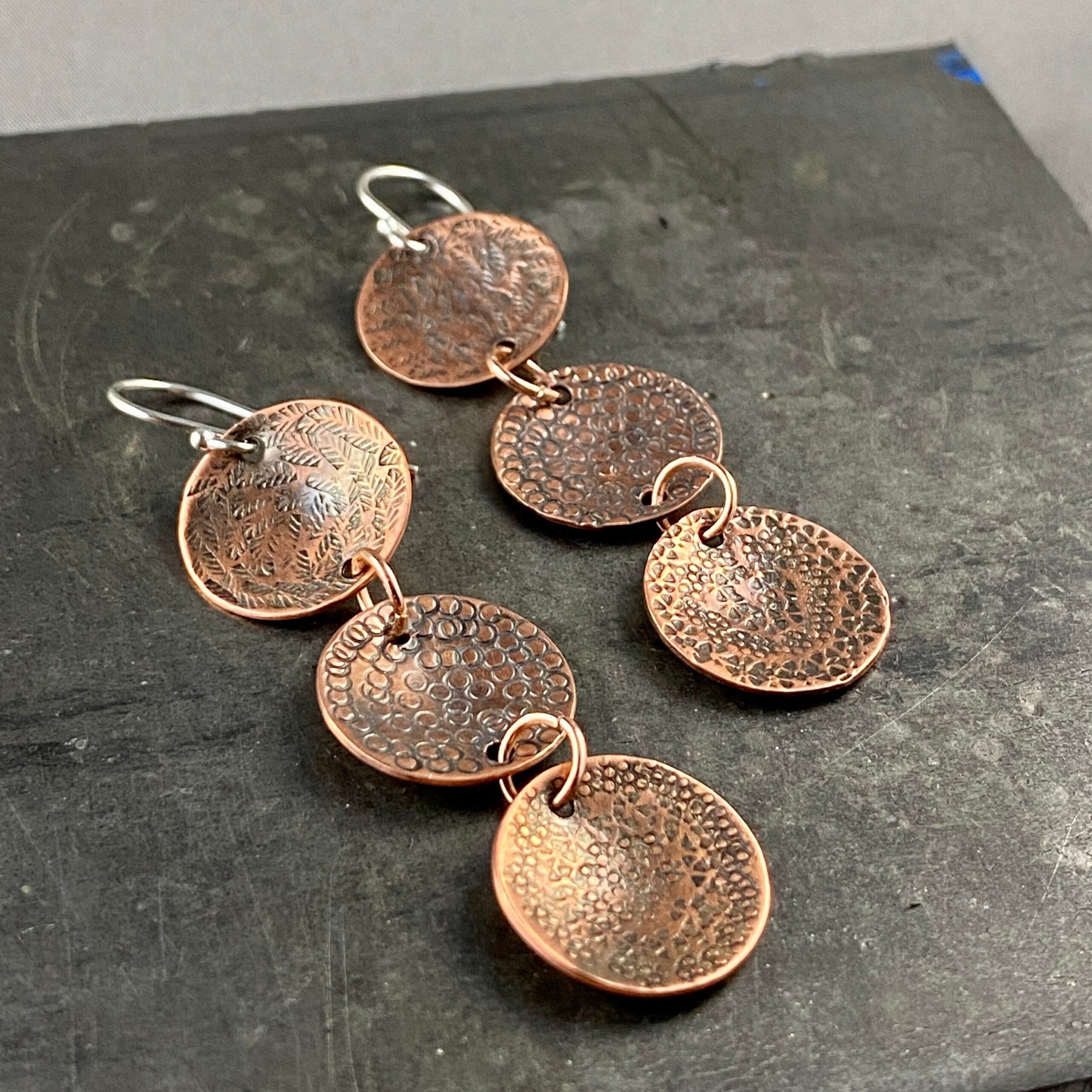 Copper textured earrings