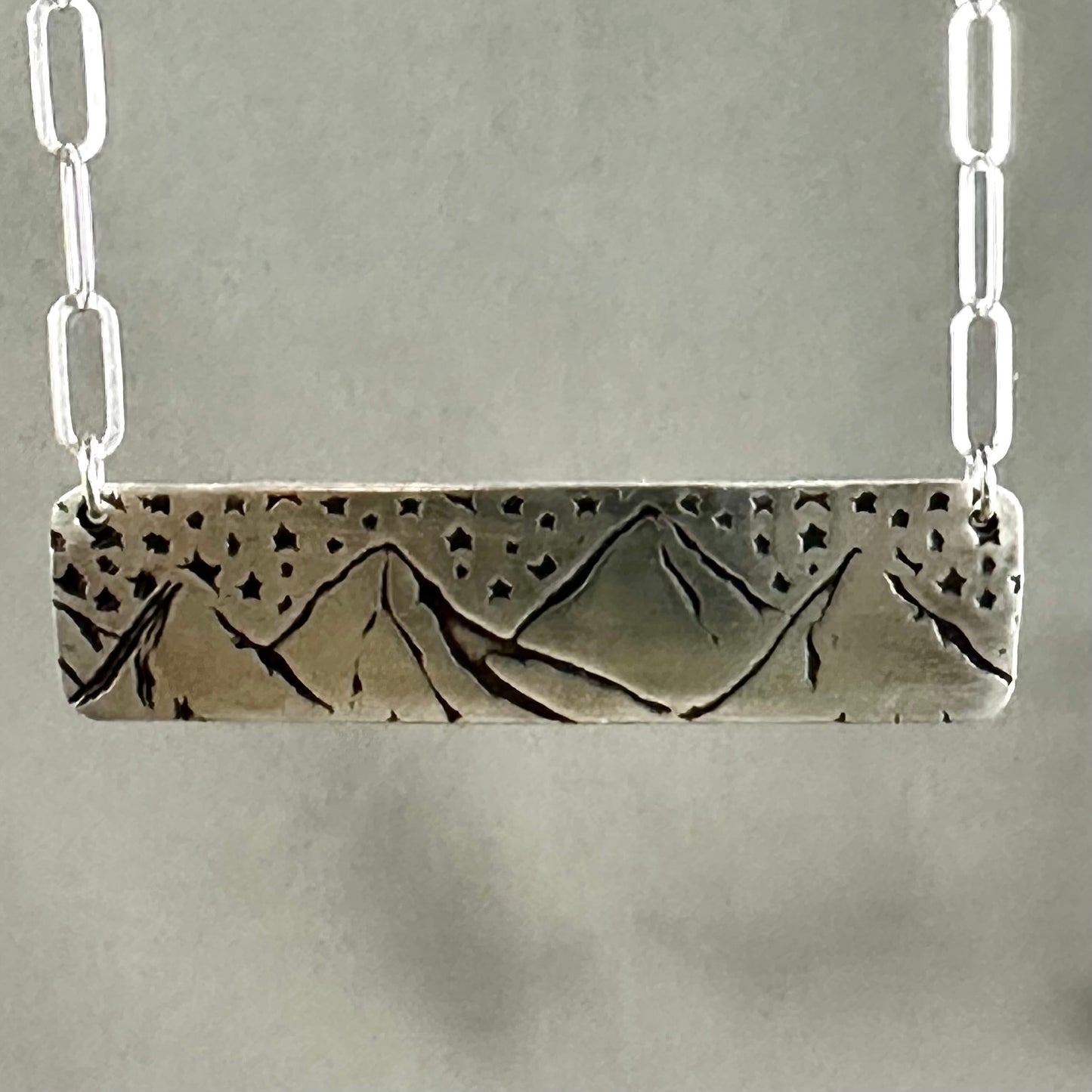 Summit Scape Silver Bar Necklace